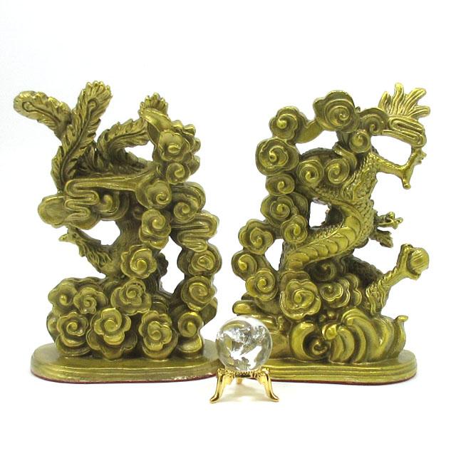 天然石 水晶 龍 彫刻 昇り龍 虹入り 縁起物龍 鳳凰 龍鳳 置物 大