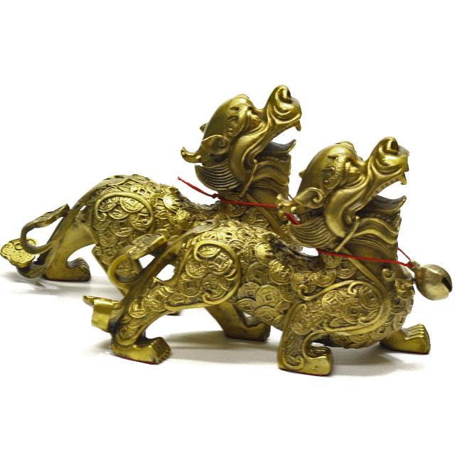 中国台灣宝石釉 貔貅獅子 招財魔除け 緣起物 箱付 希少品 中国