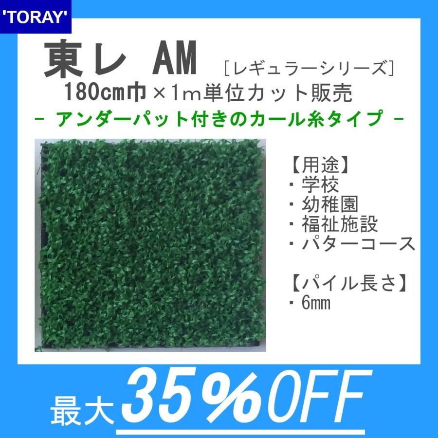 東レ 人工芝 スパックターフAM【180糎巾×1ｍユニットで長さ決する可】パイル長6粍【制電性】授業時間、幼稚園、恩恵設定、パター教科課程