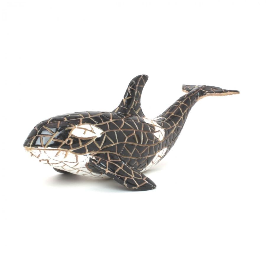 シャチ（オルカ）B&W モザイクタイル スペイン直輸入 インテリア置物