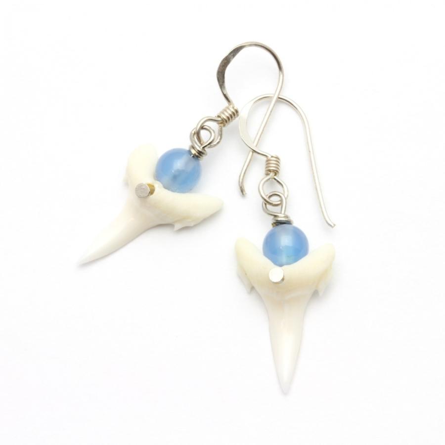 サメの歯ピアス（ネズミザメ）ブルー アクセサリー : 海洋工房 - 通販 