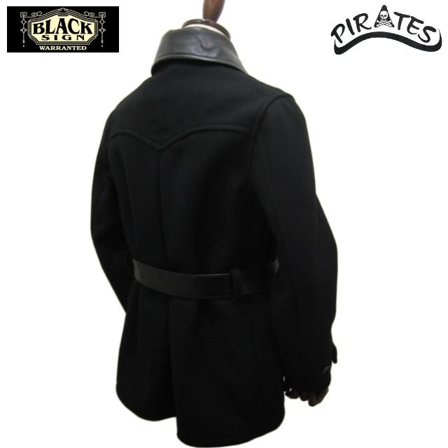 BLACK SIGN ホースハイド ガウチョコート 黒　日本製 BLACK SIGN ブラックサイン ヘヴィー・ウェイト・ウール・メルトン