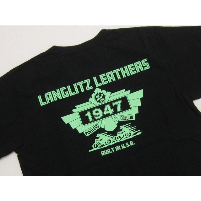 LANGLITZ LEATHERS ラングリッツレザー LL305 (ブラック/プリントカラー:ミントグリーン) 半袖Tシャツ｜kaizoku-pirates｜02
