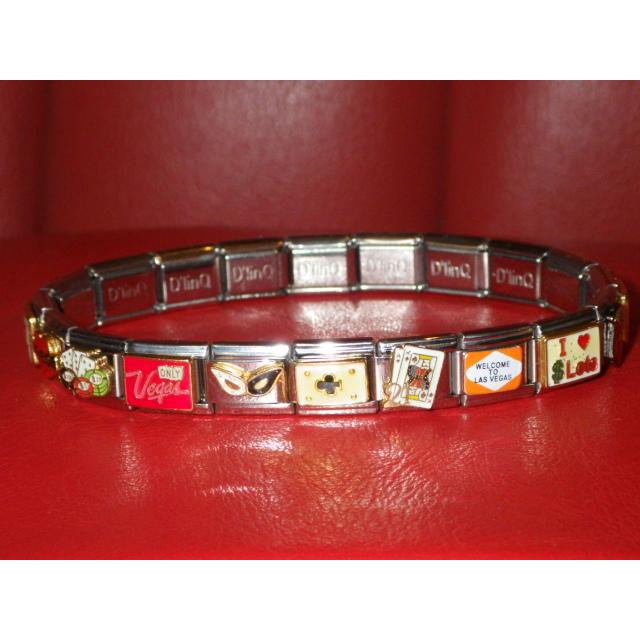 00’S★イタリアン チャーム★ギャンブル★ブレスレット★204★カジノ★ビンテージ★トランプ★ダイス★ラスベガス★ポーカー★ギャンブラー★