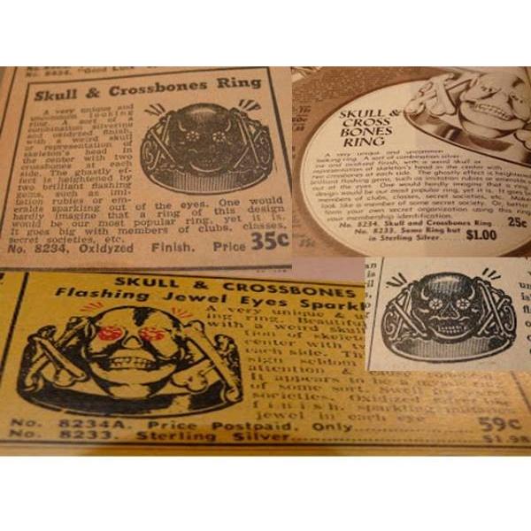 ウルトラ！ 30S★スカル★リング★指輪★赤目★18号★58.6mm★ドクロ★ビンテージ★トイリング★幸運★アクセサリー★骸骨★髑髏★reproduction 【K2607294397】(13640円)