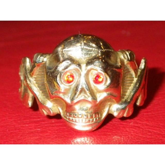 ウルトラ！ 30S★スカル★リング★指輪★赤目★18号★58.6mm★ドクロ★ビンテージ★トイリング★幸運★アクセサリー★骸骨★髑髏★reproduction 【K2607294397】(13640円)