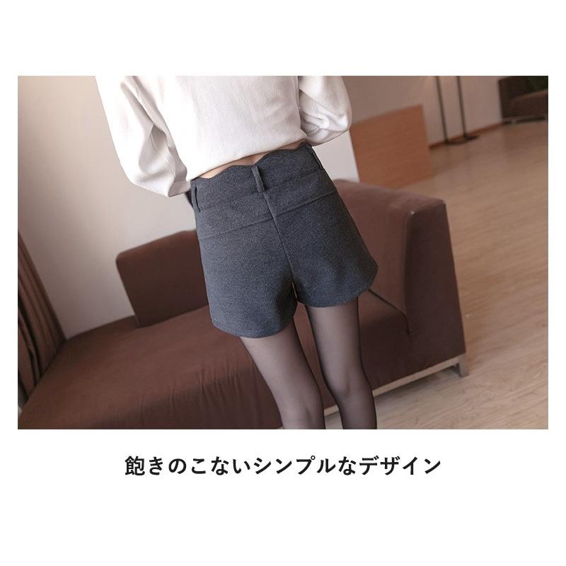 ショートパンツ レディース ハイウエスト おしゃれ 秋 冬 美脚 細見え 大きいサイズ 足長 カバー デザイン デザインパンツ ショーパン ブラック グレー Abtm 0023 カジコム 通販 Yahoo ショッピング