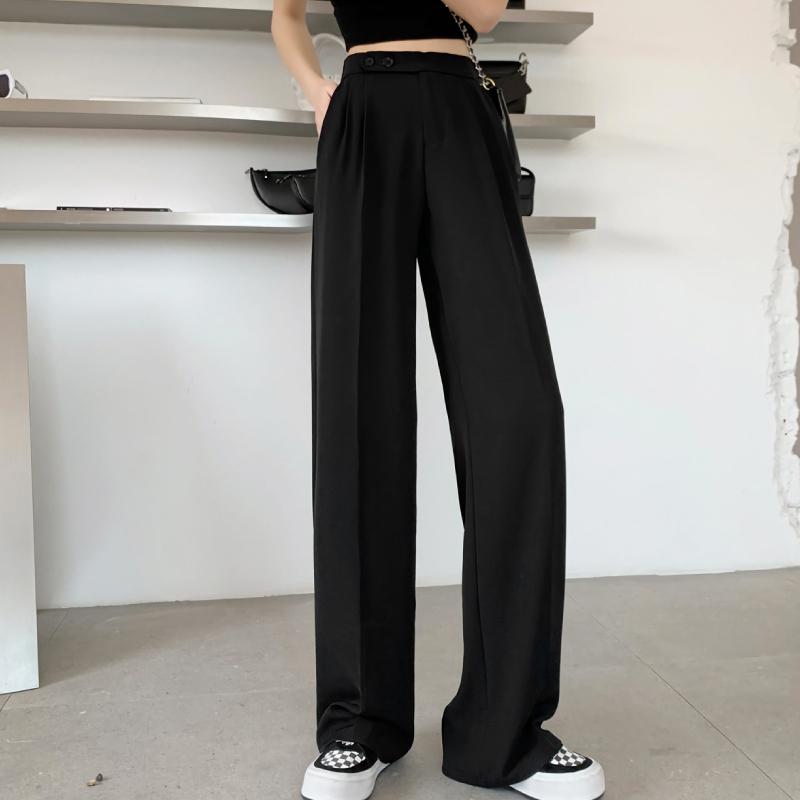 ハイウエスト ワイド パンツ ウエストゴム レディース クリーム