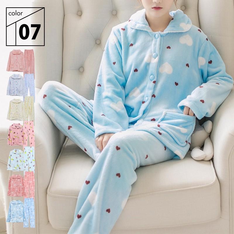 もこもこ ルームウェア 上下セット 柄 レディース 秋 冬 レディース ピンク ブルー イエロー M L Xl ドット 水玉 ストロベリー Ainr0011 カジコム 通販 Yahoo ショッピング