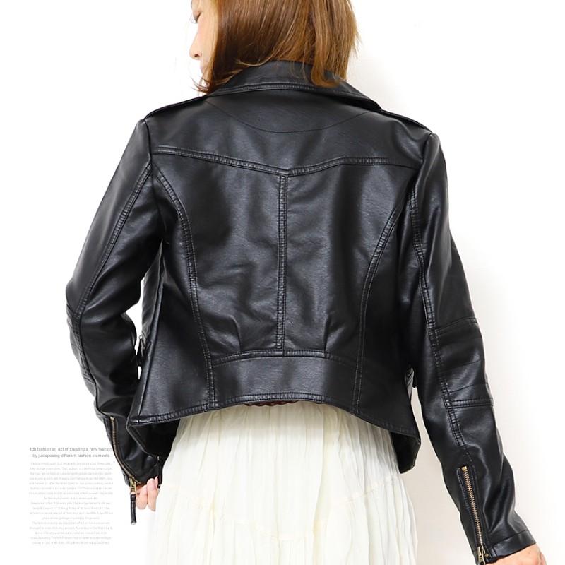 ライダースジャケット レディース 秋 冬 ライダース ショート丈 レザー