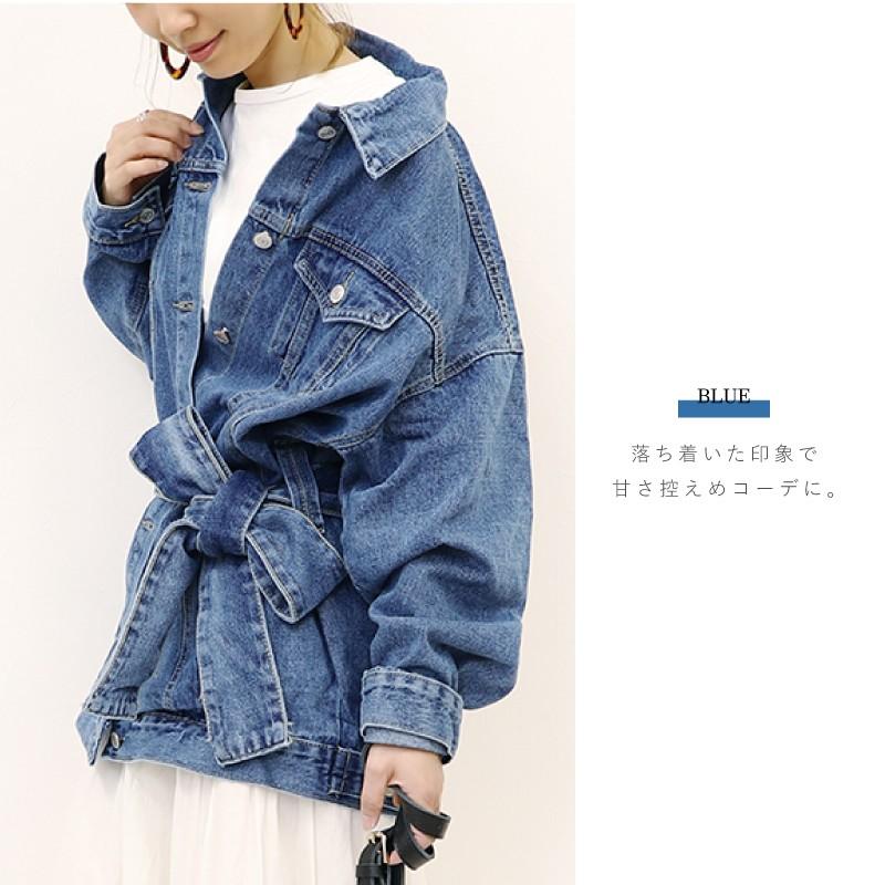 デニムジャケット レディース ベルト 春 秋 冬 カジュアル カーキ ブラック ライトブルー ブルー フリー デニムジャケット レディース Gジャン Aout0048 カジコム 通販 Yahoo ショッピング