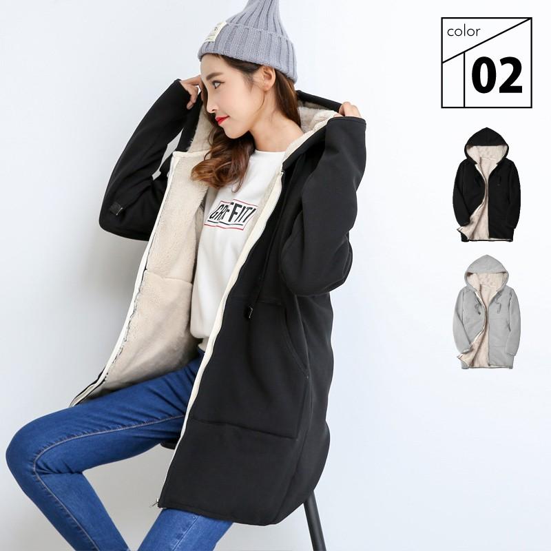 裏起毛 ロング丈 パーカー 裏ボア スウェット パーカ レディース 長袖