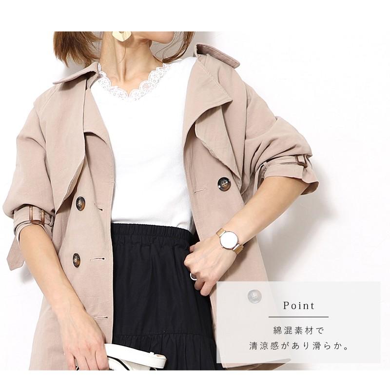 トレンチコート レディース オーバー サイズ 七分袖 秋 冬 カジュアル カーキ S M L Xl コート トレンチ ゆるコーデ ショート丈 Aout0052 カジコム 通販 Yahoo ショッピング