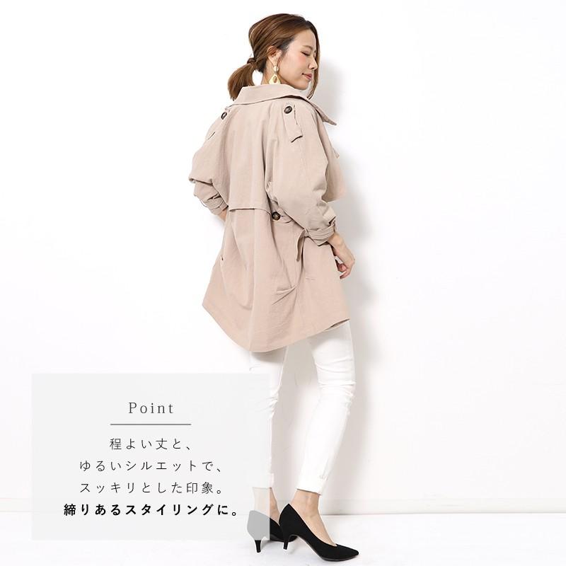 トレンチコート レディース オーバー サイズ 七分袖 秋 冬 カジュアル カーキ S M L Xl コート トレンチ ゆるコーデ ショート丈 Aout0052 カジコム 通販 Yahoo ショッピング