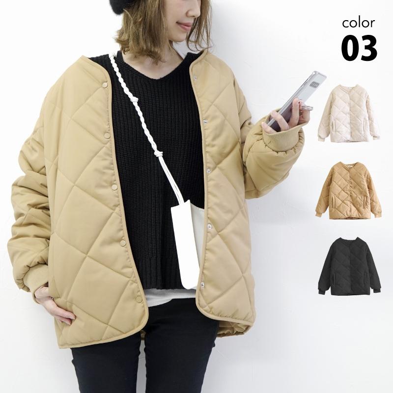 ベージュ キルティングジャケット