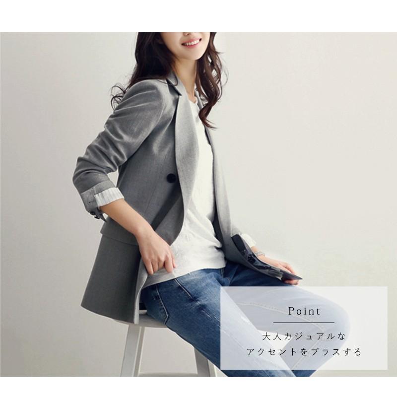ジャケット オフィス カジュアル 丈長め レディース 春 秋 冬 グレー ブラック S M L Xl Aout0091 カジコム 通販 Yahoo ショッピング