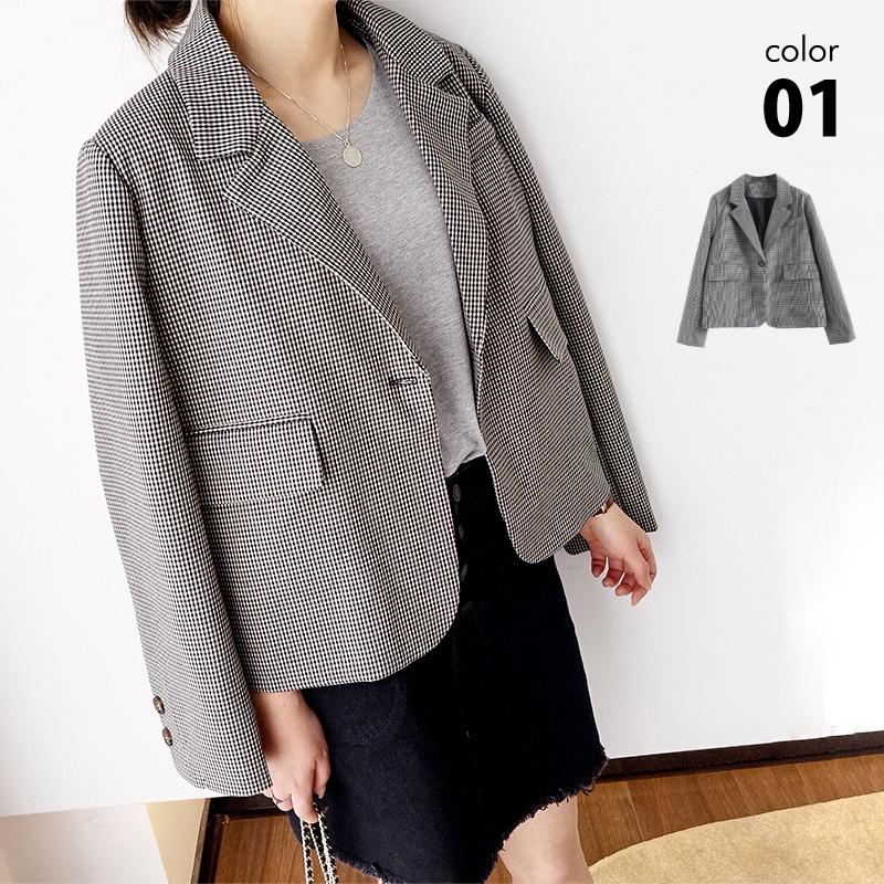 チェック スーツ ジャケット 春 秋 冬 カジュアル クール 上品 マニッシュ アウター レディース オフィス 通勤 ブラック 黒 フリー Aout0292 カジコム 通販 Yahoo ショッピング