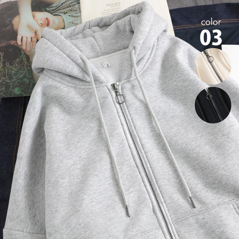 パーカー レディース 無地 裏起毛 ミドルパーカー ブラック グレー ホワイト F フリーサイズ もこもこ あったか 暖かい 裏ボア Aout0310 カジコム 通販 Yahoo ショッピング