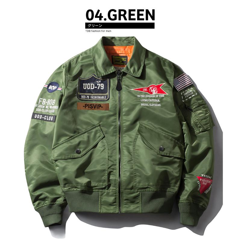 本格派 かっこいい MA-1 ナイロンジャケット ワッペン 刺繍 UOD-9