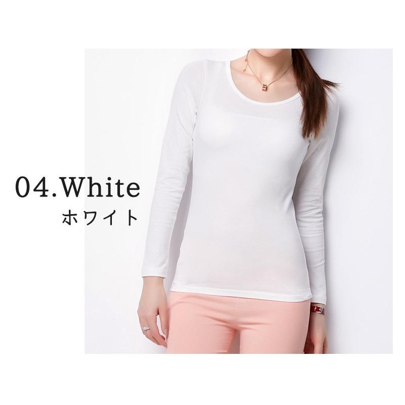 カップ付きインナー 長袖 レディース 全6色 大きいサイズ Tシャツ カットソー 肌着 インナー 下着 トップス 薄手 黒 ブラック グレー ネイビー ホワイト ピンク Atop 0028 カジコム 通販 Yahoo ショッピング