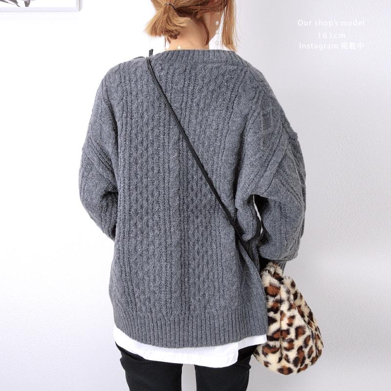 クーポン利用で30%OFF】キーネック ケーブルニット セーター