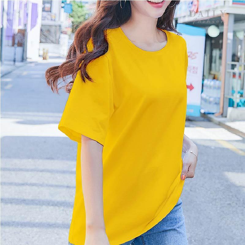 ユニオンランチ ロンハーマン別注 Tシャツ カットソー 半袖 無地 XS 黄色 Tシャツ レディース ロング丈 半袖 ラウンドネック ゆったり 春 夏 XS