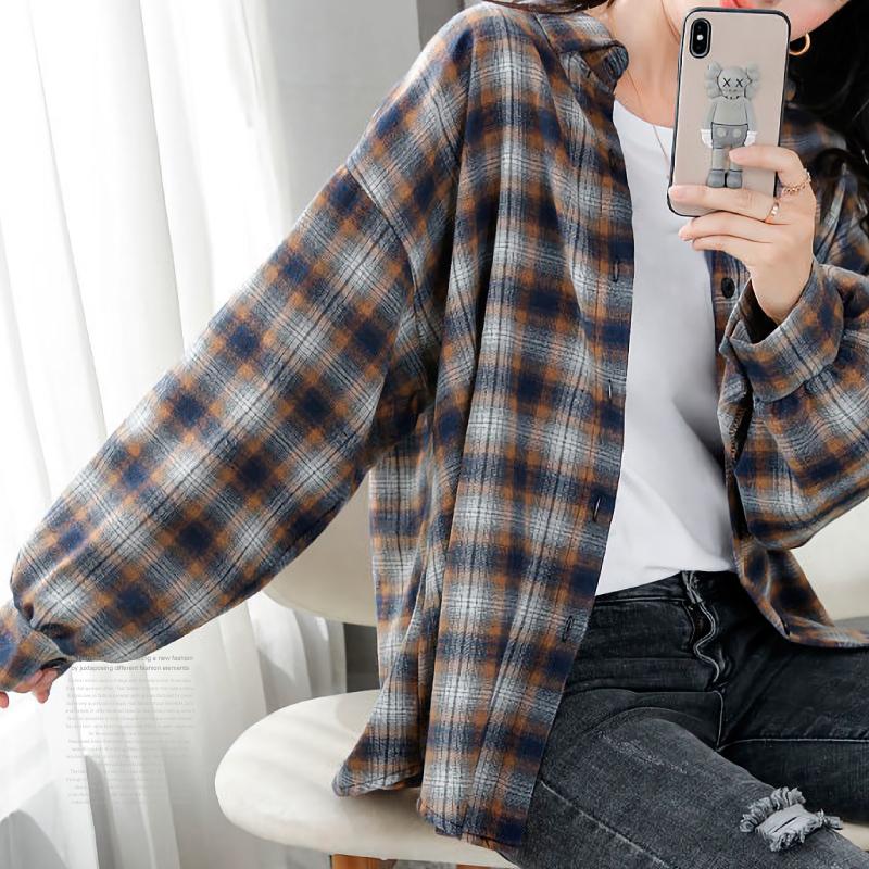 シャツ レディース チェック 秋 秋冬 レディースシャツ S M L ブラック ブルー チェック柄 チェック柄シャツ 柄シャツ Atop0476 カジコム 通販 Yahoo ショッピング