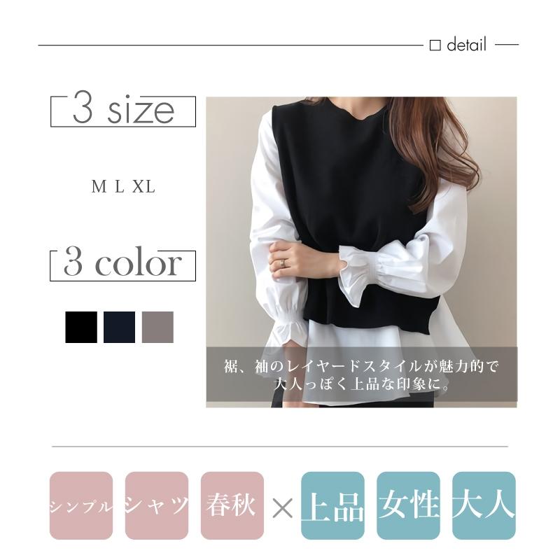 ニットベストブラウス 2点セット M L XL 全3種類 レディース ニット