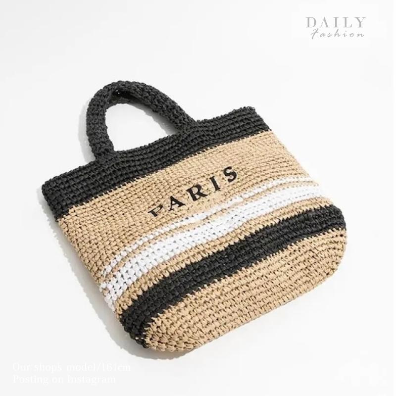 カゴバッグ ハンドバッグ ロゴ トート かごバッグ レディース PARIS