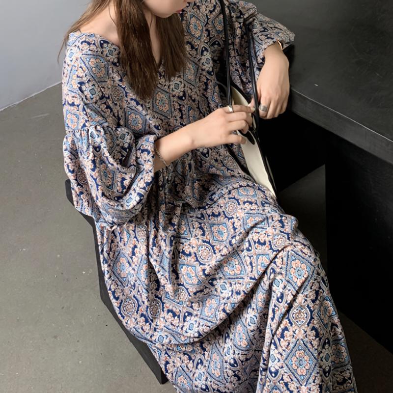 ワンピース レディース ロングワンピース マキシ丈 ボリューム袖