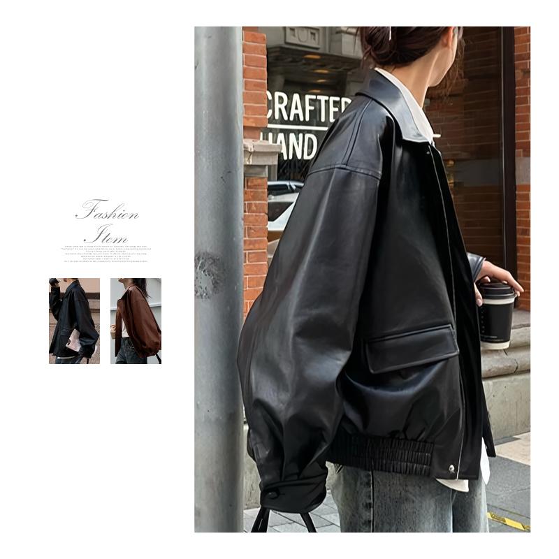 PUレザージャケット ブルゾン ミリタリー アウター レディース