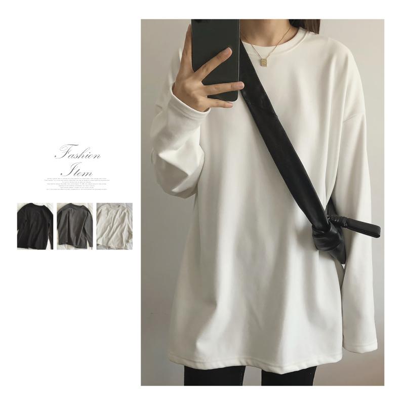 裏起毛 長袖Tシャツ ロンT カットソー 無地 シンプル フリース