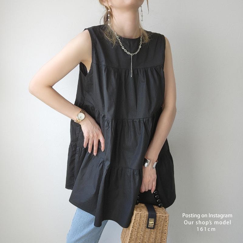 MM6 ブラック ノースリーブチュニック ワンピース ノースリーブフリンジドレス ブラック☆ MM6 Maison Margiela