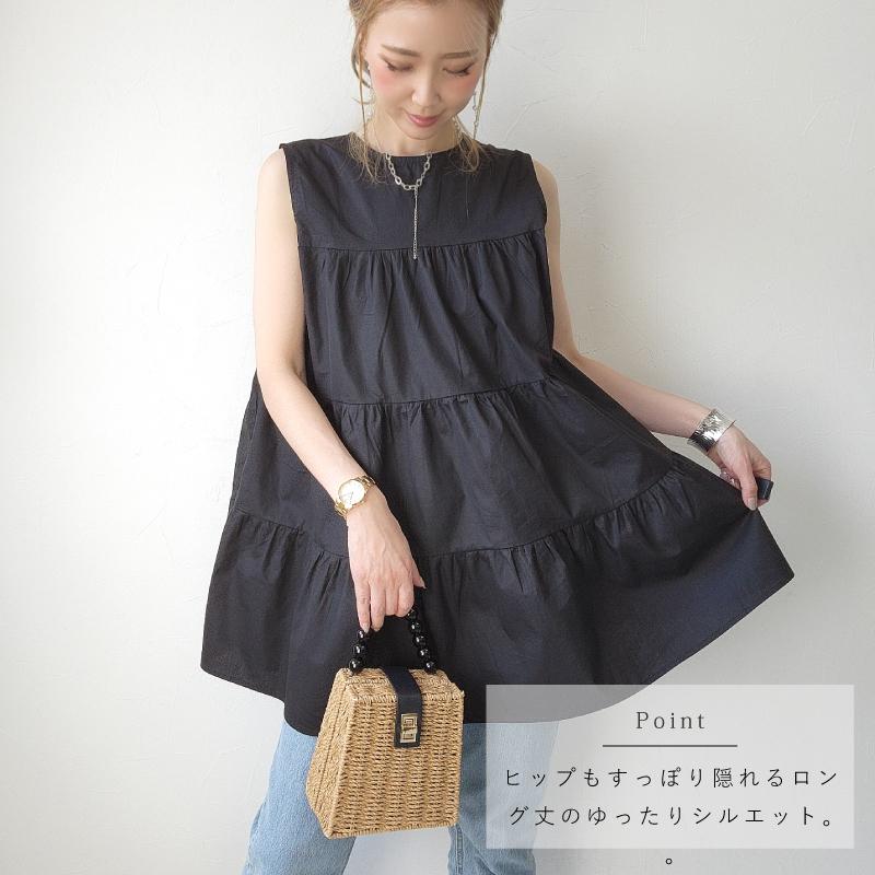 チュニック ノースリーブ ブラウス レディース ティアードチュニック