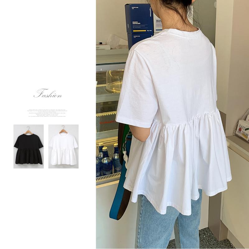 ペプラム トップス レディース 半袖 切り替え Tシャツ カットソー
