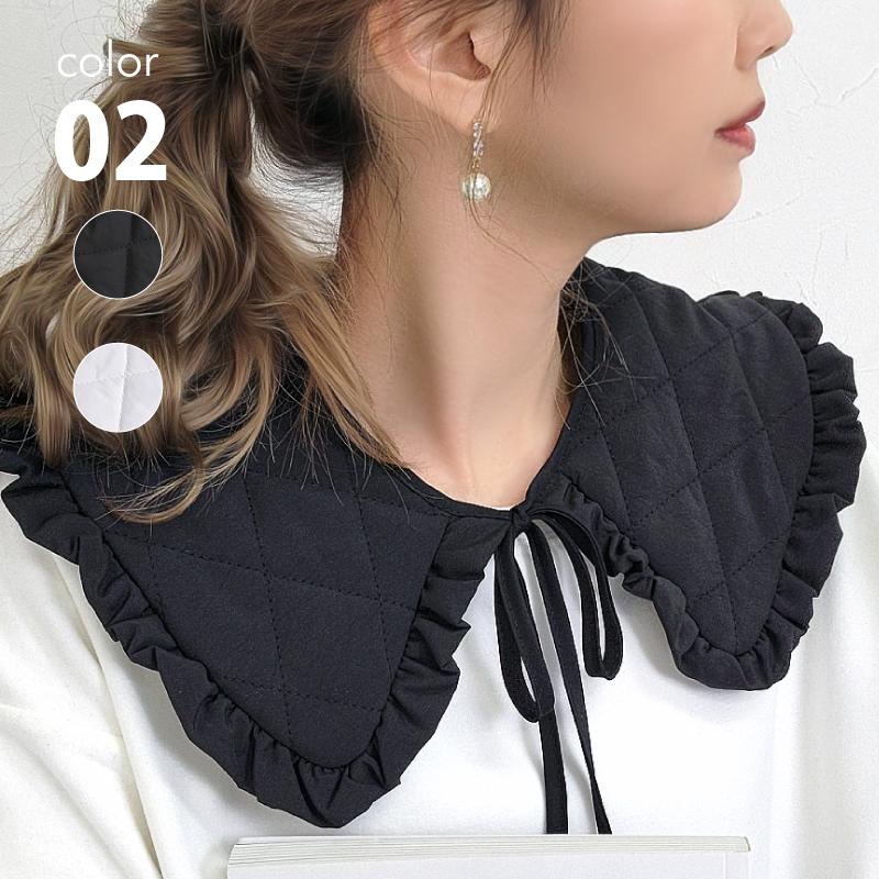 付け襟 キルティング フリル リボン レディース レトルトガーリー