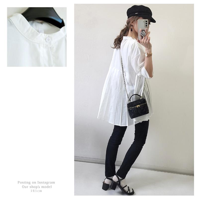 ブラウス チュニック プリーツ 長袖 レディース ブラック ベージュ