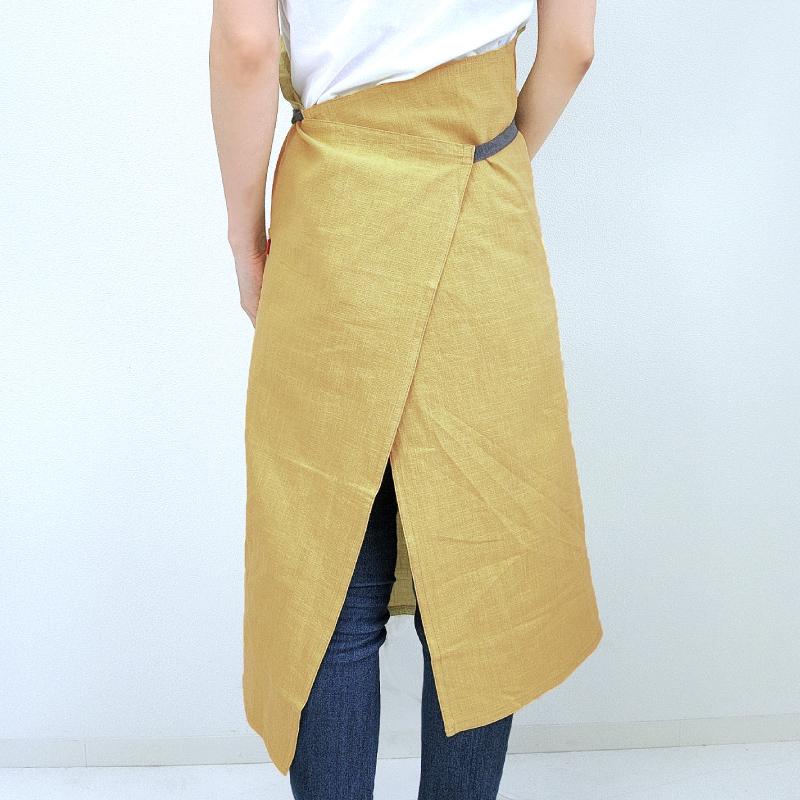 エプロン リネン レディース おしゃれ グレー ベージュ グリーン