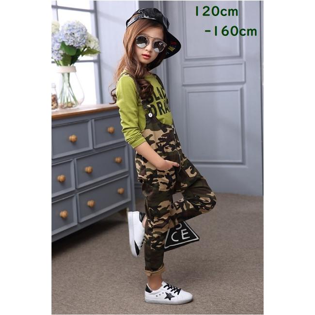 オーバーオール サロペット 迷彩 カモフラ 140 韓国子供服 : 子ども服