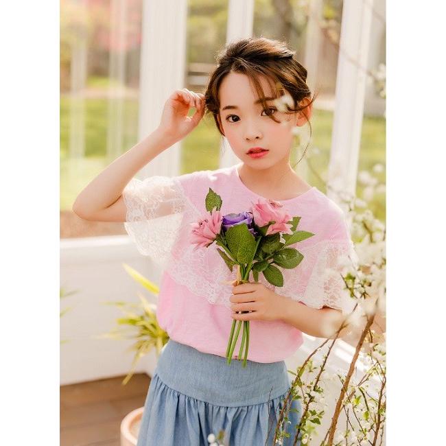 バックリボンレースtシャツ 韓国子供服 3005 子ども服ヴェルデ 通販 Yahoo ショッピング