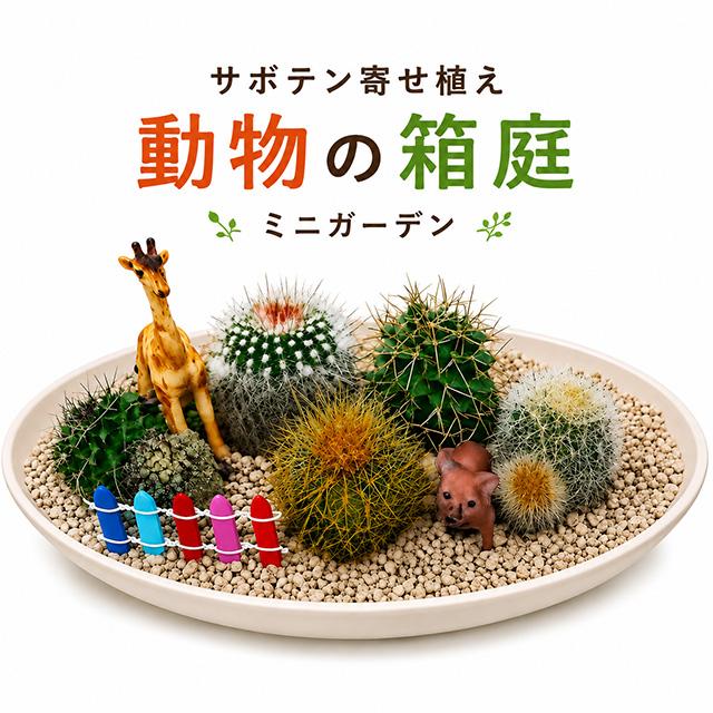 サボテン 寄せ植え 動物の箱庭 ミニガーデン 多肉植物 ギフト