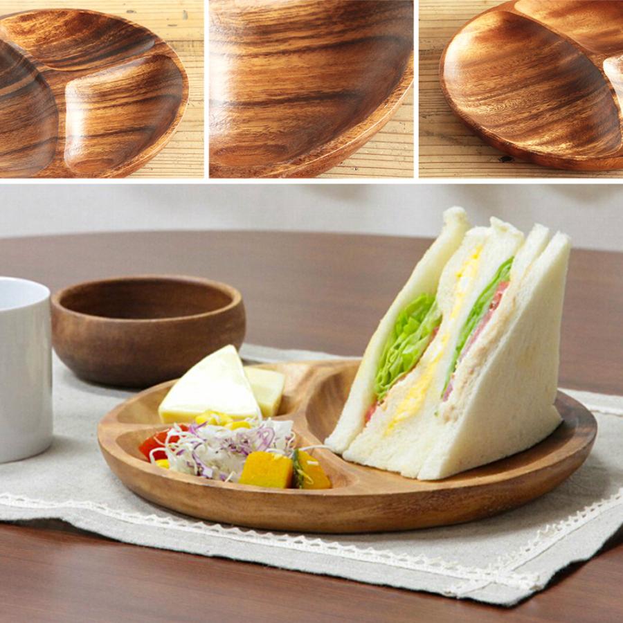 不二貿易（Fuji Boeki） アカシア ラウンドトレー 仕切付 木製食器