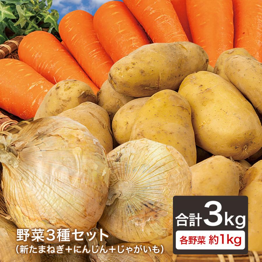 野菜3種セット（新たまねぎ・にんじん・新じゃがいも）各約４kg 合計１２kg 野菜3種セット（新たまねぎ・にんじん・新じゃがいも）各約1kg 合計