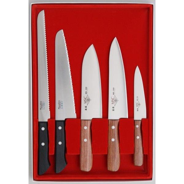 包丁セット 5本 正広作包丁ギフト5本Dセット 三徳型・剣型・ペティ・パン切り・冷凍