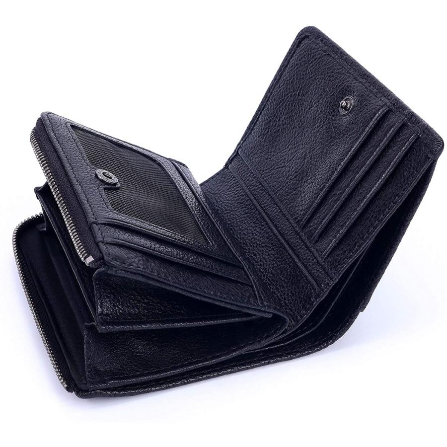 早割クーポン Ijun 財布 二つ折り メンズ L字 ファスナー 小銭入れ付き 本革 コンパクト 大容量 多機能 人気 ブランド 札 カード 小銭 コイン チケッ 財布