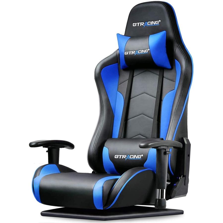 お歳暮 Gtracing ゲーミングチェア 座椅子 180度リクライニング ハイバック 可動肘 ヘッドレスト クッション付き 青 Blue 受賞店舗 Kuljic Com