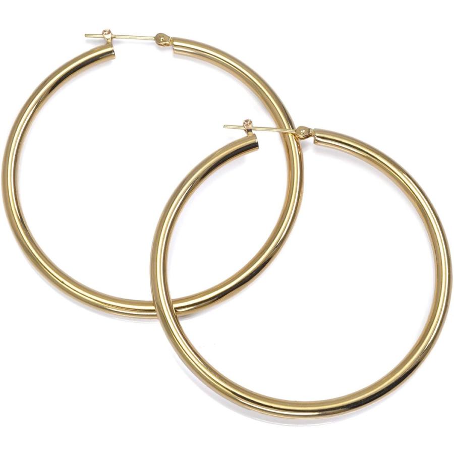 超激安 スペランツァ K18 ゴールド 18金 フープピアス 50mm 3mm幅 1ペア レディース 最新人気 Www Technet 21 Org