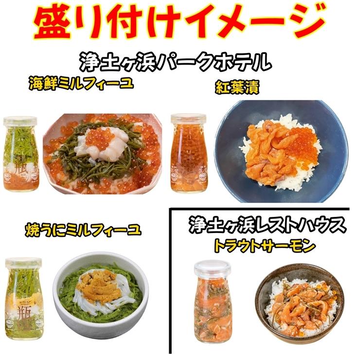 瓶ドン7種類セット ウニ タコ イカ トラウトサーモン 紅葉漬 海鮮ミルフィーユ 焼きウニミルフィーユ 海鮮丼 冷凍 瓶丼 ビン丼 ビンドン うに いくら イクラ Bindon7set 三陸 岩手の商品ならかけあしの会 通販 Yahoo ショッピング
