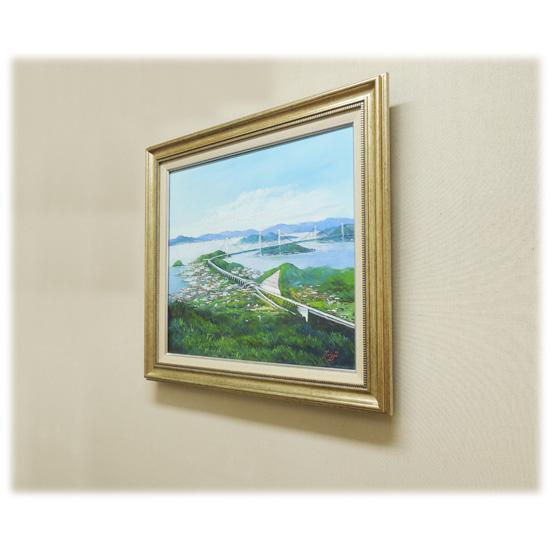 絵画 油絵 しまなみ海道 （辻京子） 【海・山】【肉筆】【油絵