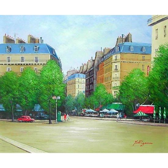 絵画 油絵 パリの街角・モンスニ通り フランス （滝川英彦） 【肉筆
